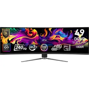 MSI - MPG 491CQPX QD-OLED 49" 5120x1440 (DQHD) Curved OLED Quantum Dot Monitor 240Hz 0.03ms(GTG) HDR400 Type-C Display HDMI - Black (MPG 491CQPX QD-OLED)