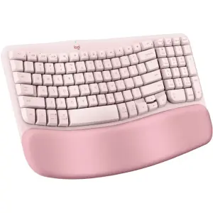 Logitech - Wave Keys Ergonomic Wireless Keyboard for Windows/Mac - Rose (920-012276)