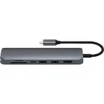 Satechi - Slim Multiport USB-C Hub - Ethernet, 4K HDMI, 60W USB-C PD Charging, 2 USB-A, SD/Micro Card Readers - Space Gray (ST-UCSMA3M)