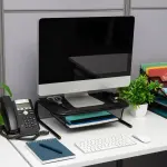 Mind Reader - Monitor Stand, Ventilated Laptop Riser, Desktop Organizer, Paper Tray, Metal Mesh, 16.75"L x 13"W x 5.25"H - Black (MESHKING-BLK)