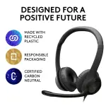 Logitech H390 Wired USB Stereo Headphones – Black