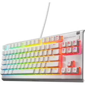 SteelSeries - Apex 3 TKL Wired Membrane Whisper Quiet Switch Gaming Keyboard 8 zone - White (64819)