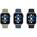 Silicone Band for Apple Watch, SE, Series 10, Ultra and Ultra 2 (3-Pack) - Navy, Green and Black (BE-AWB45SIL3BL)