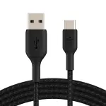 Belkin - BoostCharge Braided USB-C to USB-A Cord 3.3ft for iPhone 16 Series, Samsung, Google Pixel 7 & 8, iPad Pro & More - Black