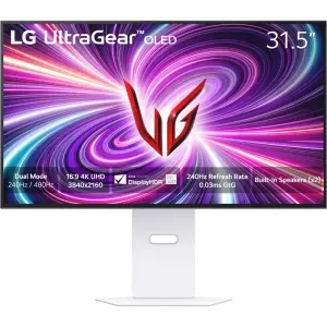 LG - UltraGear 32" OLED Dual Mode, 0.03ms NVIDIA G-SYNC Compatible, AMD Freesync Pro Gaming Monitor - White (32GS95UV-W.AUS)