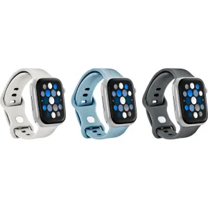 Silicone Band for Apple Watch 38mm, 40mm, 41mm (3-Pack), and 42mm Series 10 - Starlight, Blue/Gray and Gray (BE-AWB41SIL3GY)