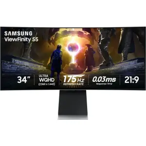 Samsung - 34" Odyssey QD-OLED G8 Curved Ultra-WQHD 175Hz, Gaming Monitor - Silver (LS34DG856SNXZA)