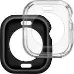Insignia™ - Bumper Cases for Apple Watch 46mm Series 10 (2-Pack) - Black/Clear (NS-AWBC46BC2)