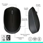 Logitech - M170 Wireless Compact Optical Ambidextrous Mouse - Wireless - Black (910-004940)