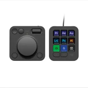 Logitech - MX Creative Console Programmable Keypad with 9 Customizable Keys & Control Dial for Graphic Design, Video Editing, more - Graphite
