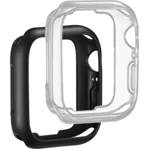 Insignia™ - Bumper Cases for Apple Watch 45mm (2-Pack) - Black/Clear (NS-AWBC45BC2)