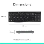 Logitech MK270 Wireless Keyboard and Mouse Bundle – Full-size, Membrane, Black for PC.