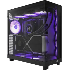 NZXT - H6 Flow RGB ATX Mid-Tower PC Case with Dual Chamber - Black