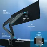 HUANUO - Dual Monitor Desk Mount with Gas Spring Arms - Black
