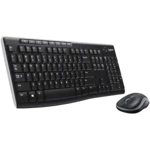 Logitech MK270 Wireless Keyboard and Mouse Bundle – Full-size, Membrane, Black for PC.