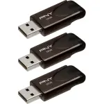 PNY 32GB Attaché 4 USB 2.0 Flash Drive 3-Pack – Black