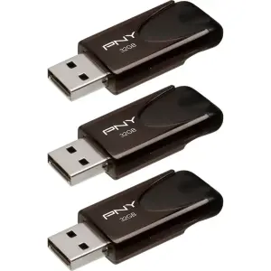 PNY 32GB Attaché 4 USB 2.0 Flash Drive 3-Pack – Black