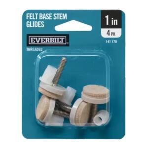 Everbilt 1 in. Beige Round Felt Threaded Stem Furniture Glides for Floor Protection (4-Pack)