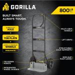 Gorilla 800 lbs. Capacity Steel Hand Truck with Multi-Grip Handle, Wideload Toe Plate, Super Duty Axle with Non-Slip Foot Lever (GHS-8)