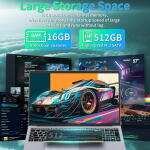 Rumtuk 17.3" FHD Laptop, Celeron N5095, 16GB RAM, 512GB SSD, Backlit KB, Fingerprint, Win 11 Pro