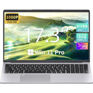 Rumtuk 17.3" FHD Laptop, Celeron N5095, 16GB RAM, 512GB SSD, Backlit KB, Fingerprint, Win 11 Pro