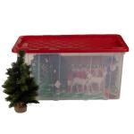 HDX77 Gal. Tough Storage Tote with Wheels in Clear with Red Lid (999-77G-C-HDX-R)