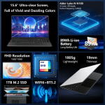 KUU 15.6" Laptop, 12th Gen N100, 16GB RAM, 1TB SSD, FHD Display, Windows 11