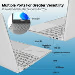 Ccdes 15.6" Laptop, Intel N5095 Quad-Core, 12GB RAM, 256GB SSD, FHD IPS, Backlit Keyboard, Windows 11, Silver