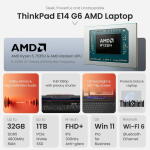 Lenovo ThinkPad E14 Gen 6, 14" FHD+, Ryzen 5 7535U, 16GB RAM, 512GB SSD, Win 11