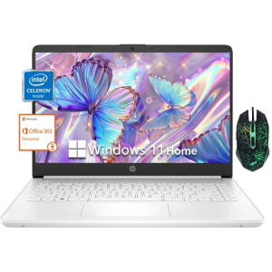 HP 14" Laptop, Celeron N4120, 4GB RAM, 64GB eMMC, Windows 11 S Mode, Snowflake White