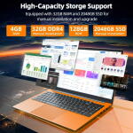 Naclud 15.6" Laptop, Celeron N5095, 36GB RAM, 2.1TB SSD, Win 11, Office 365, Copilot