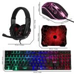 Gaming Keyboard and Mouse and Mouse pad and Gaming Headset, Wired LED RGB Backlight Bundle - 4 in 1 Edition Hornet RX-250