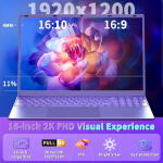 Rumtuk 16" Laptop, N95 CPU, 12GB RAM, 1TB NVMe SSD, 2K IPS, Win 11 Pro + Office 2019, Purple