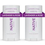 Native Deodorant (Lavender & Rose, 2 Pack): 72-hour odor control, aluminum-free, with baking soda, coconut oil, and shea butter. Suitable for all.