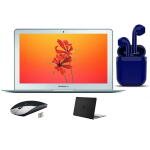 Restored Apple MacBook Air 13.3", Intel Core i5, 4GB RAM, 128GB SSD, Bundle w/ Case, Mouse & Headset - Silver