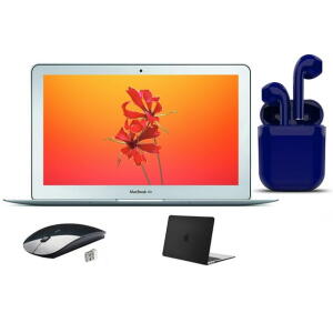 Restored Apple MacBook Air 13.3", Intel Core i5, 4GB RAM, 128GB SSD, Bundle w/ Case, Mouse & Headset - Silver