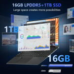 KUU 15.6" Laptop, 12th Gen N100, 16GB RAM, 1TB SSD, FHD Display, Windows 11