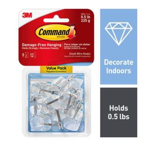 Command 1/2 lb. Small Clear Wire Hook Value Pack (9 Hooks, 12 Strips) (17067CLRVP)