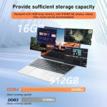 KUU 15.6" Laptop, Intel N95, 16GB RAM, 512GB SSD, Windows 11 Pro