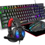 Gaming Keyboard and Mouse,Headphones,Mouse pad，All in One Combo for PC Gamers and Xbox and PS4 Users