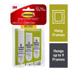 Command Picture Hanging Strips Variety Pack, White, Damage Free Decorating, 18 Pairs (17211-BPES)
