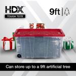 HDX77 Gal. Tough Storage Tote with Wheels in Clear with Red Lid (999-77G-C-HDX-R)