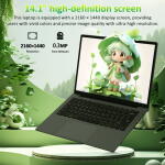 Auusda 14.1" Laptop, 8GB RAM, 256GB SSD, 2160x1440, Backlit KB, Fingerprint, Webcam Switch