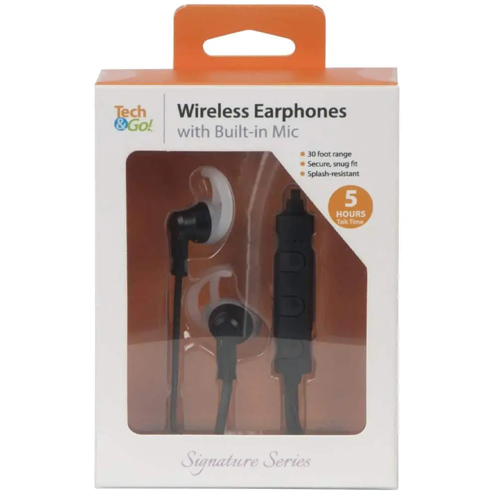 Tech and Go Wireless Earphones with Built-In Mic (190 9018 TG3)