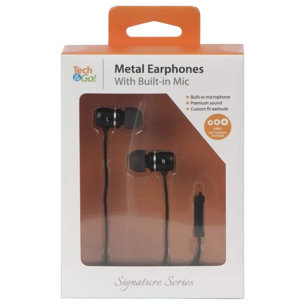 Tech and Go Metal Earphones with Mic (190 0930 TG3)