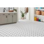 TrafficMaster Black and White Marble Paver 5 MIL x 12 ft. W x Cut to Length Waterproof Vinyl Sheet Flooring (C1100405K509G14)