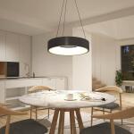 Artika Aiden Drum 31-Watt 1 Light Black Modern 5 CCT Integrated LED Pendant Light Fixture for Dining Room or Kitchen (PDT-AIC-HD2BL)