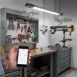 Commercial Electric 42 in. Workbench Garage Integrated LED Shop Light Bluetooth Speakers 3600 Lumens Black Brushed Nickel (55703191)