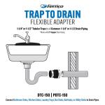 Fernco 1-1/2 in. x 1-1/2 in. or 1-1/4 in. PVC Mechanical Drain and Trap Connector Fittings & Connectors (PDTC-150)