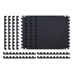 TrafficMaster Black with Blue Flecks 25.2 in. x 25.2 in. x 0.68 in. Foam Shock Absorbing Gym Floor Tiles(4 Tiles/Pack) (17.64 sq. ft.) (24182COPLHD)